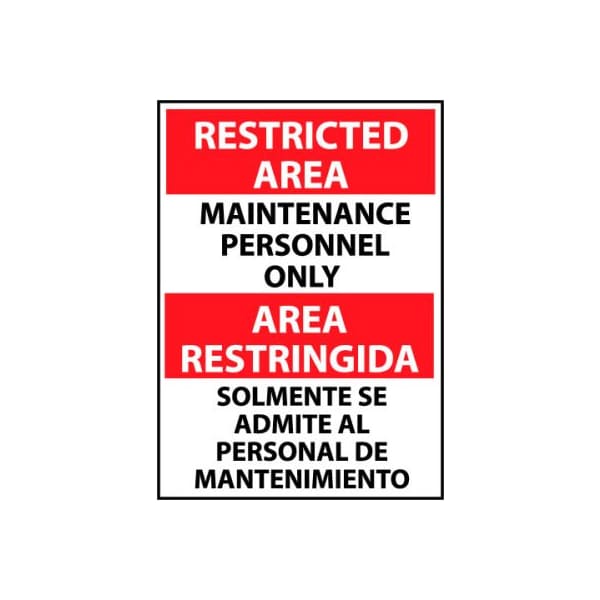 National Marker Co Restricted Area Plastic - Bilingual - Maintenance Personnel Only ESRA15RB - main